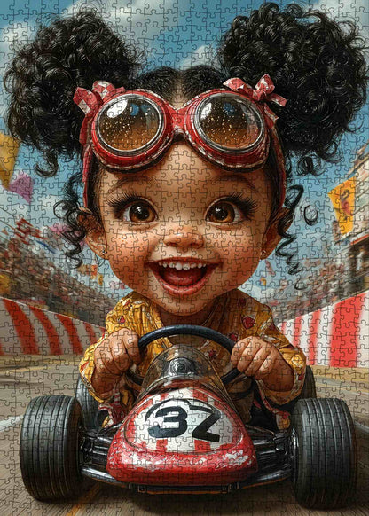 Little Girl Race Car Jigsaw Puzzle