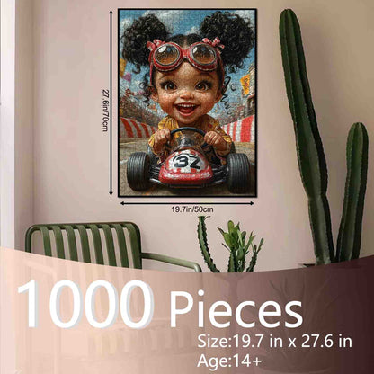 Little Girl Race Car Jigsaw Puzzle