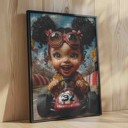 Little Girl Race Car Jigsaw Puzzle