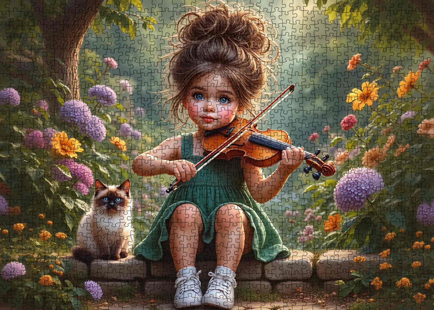 Little Violin Girl Garden Melody Jigsaw Puzzle