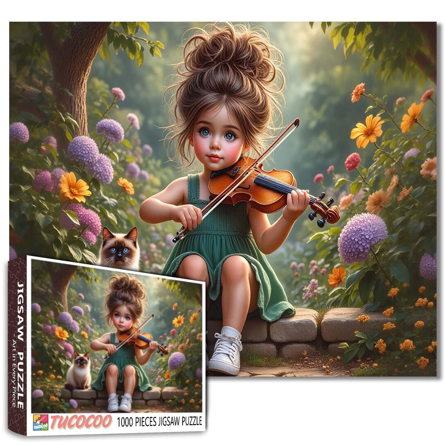 Little Violin Girl Garden Melody Jigsaw Puzzle