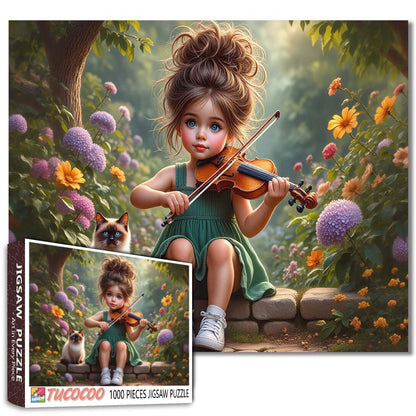Little Violin Girl Garden Melody Jigsaw Puzzle