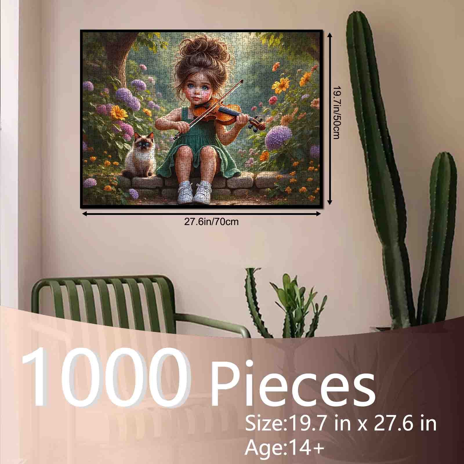 Little Violin Girl Garden Melody Jigsaw Puzzle