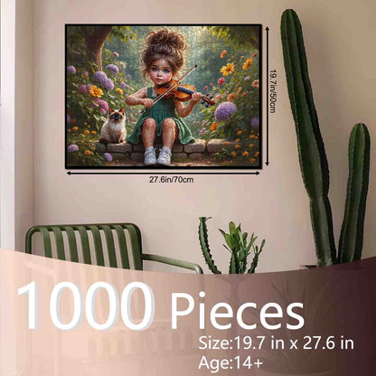 Little Violin Girl Garden Melody Jigsaw Puzzle