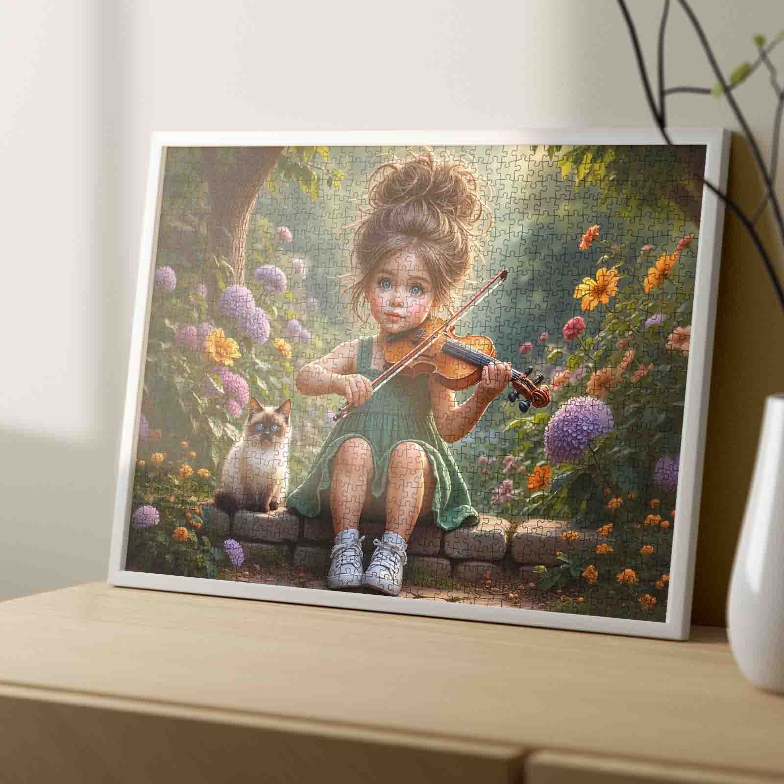 Little Violin Girl Garden Melody Jigsaw Puzzle
