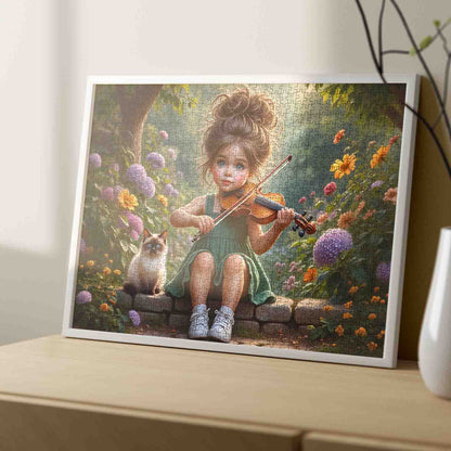 Little Violin Girl Garden Melody Jigsaw Puzzle