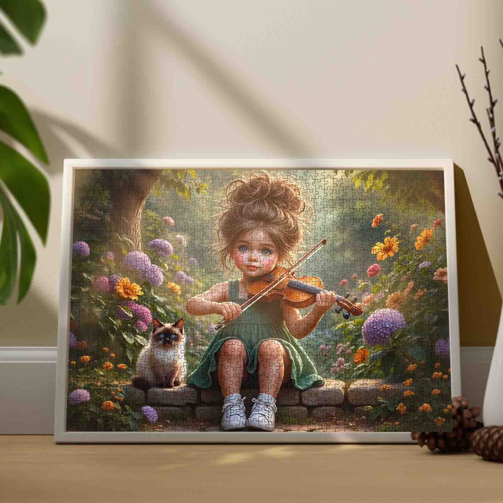 Little Violin Girl Garden Melody Jigsaw Puzzle