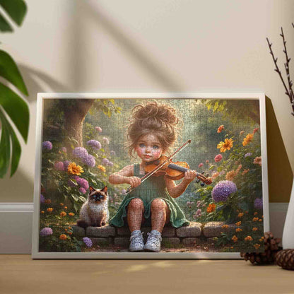 Little Violin Girl Garden Melody Jigsaw Puzzle