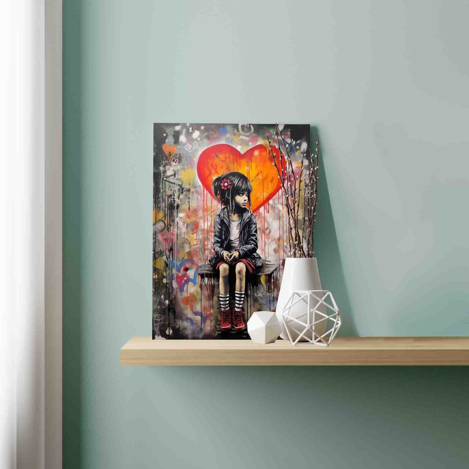 Lonely Girl with Heart Background Paint by Numbers