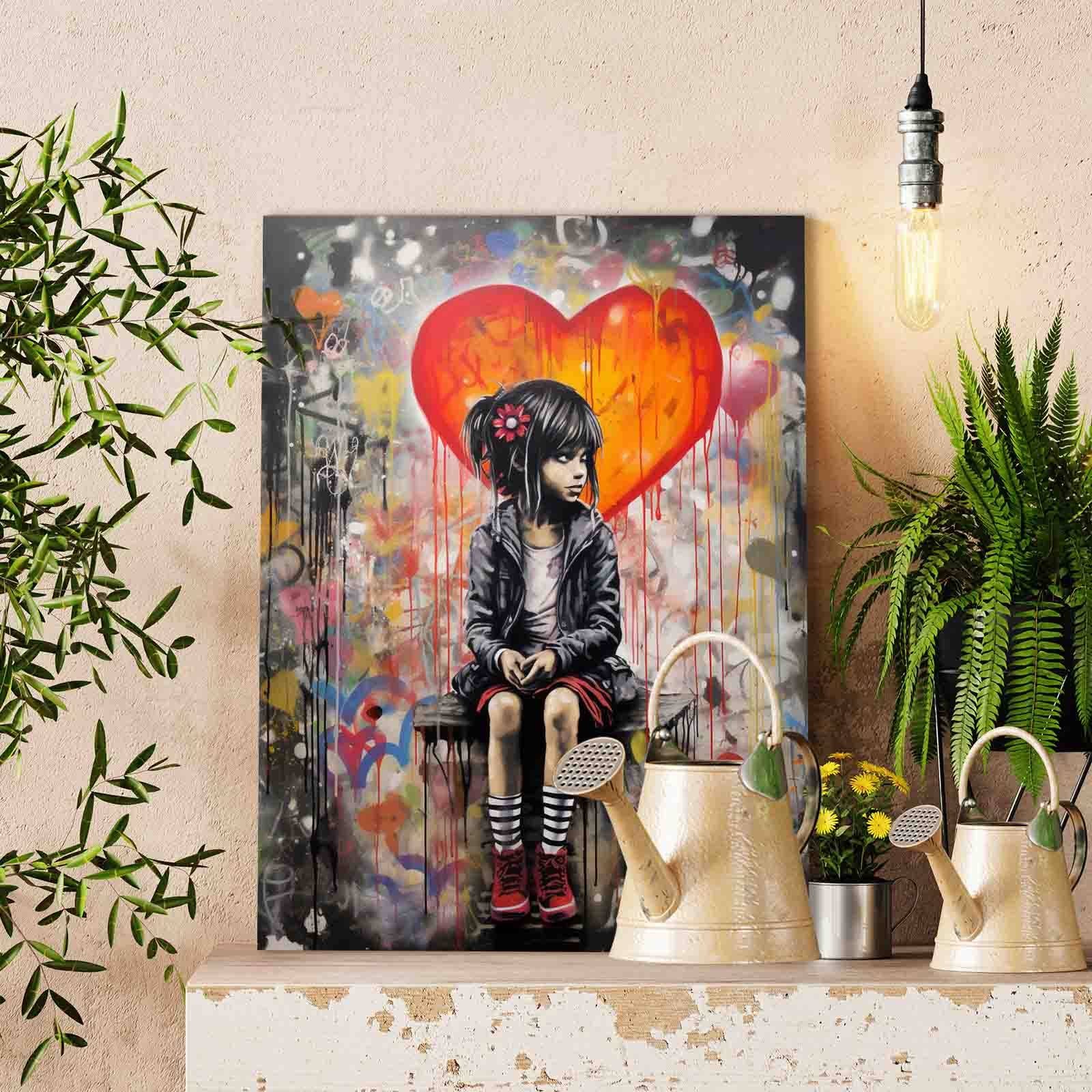Lonely Girl with Heart Background Paint by Numbers