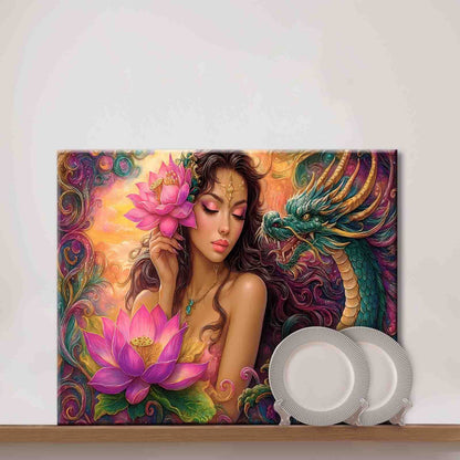 Lotus Beauty and Dragon Paint by Numbers