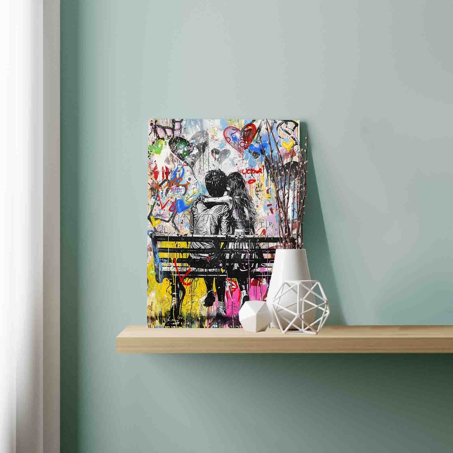 Lovers on Bench Graffiti Paint by Numbers