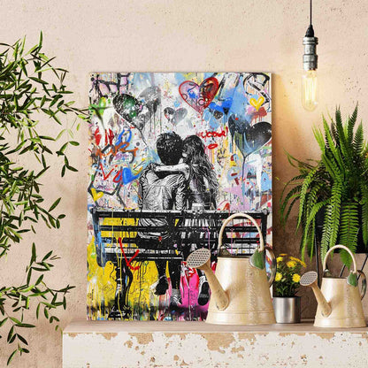 Lovers on Bench Graffiti Paint by Numbers