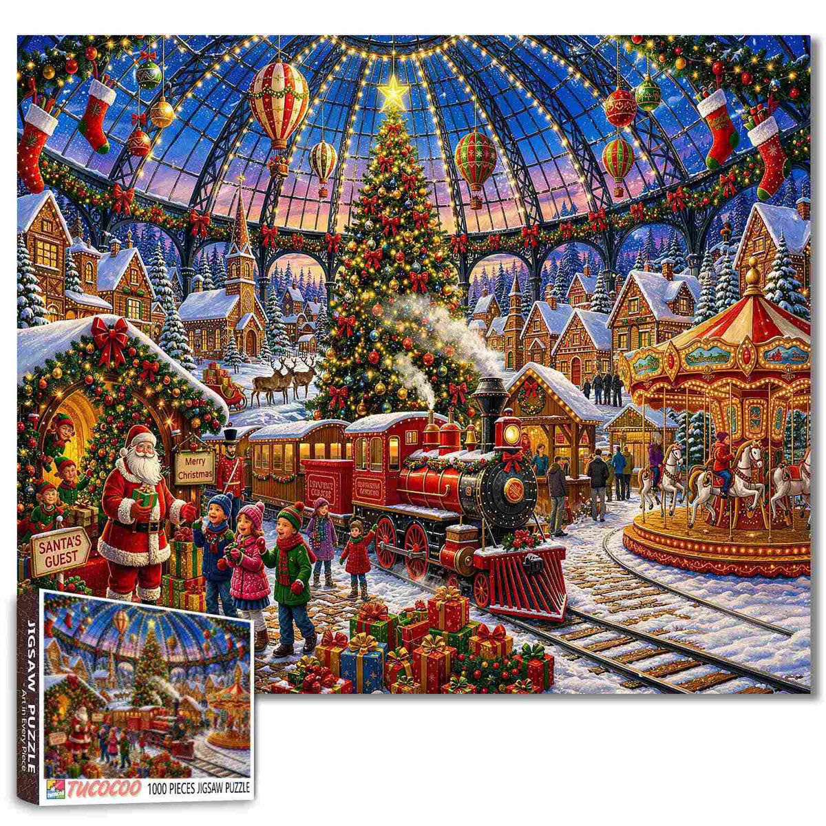 Magical Christmas Village Train Jigsaw Puzzle