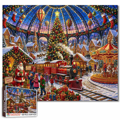 Magical Christmas Village Train Jigsaw Puzzle