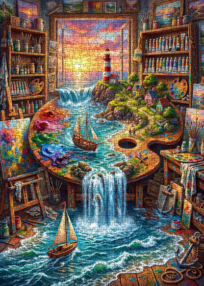 Magical Seaside Painting Studio Jigsaw Puzzle