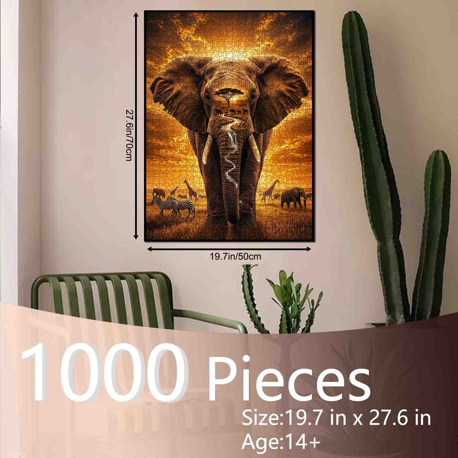 Majestic African Elephant Sunset Jigsaw Puzzle