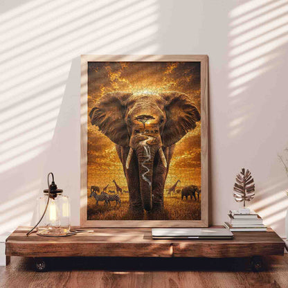 Majestic African Elephant Sunset Jigsaw Puzzle