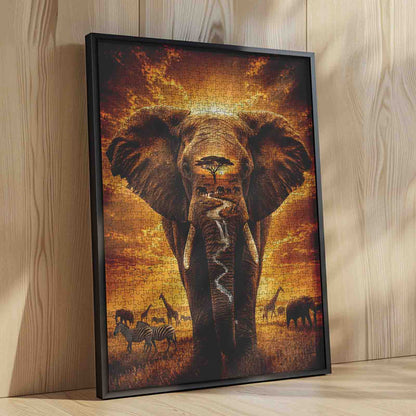 Majestic African Elephant Sunset Jigsaw Puzzle