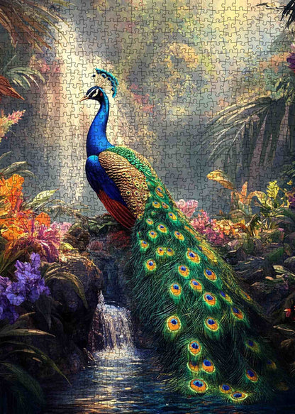 Majestic Peacock Garden Jigsaw Puzzle