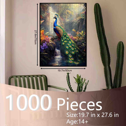 Majestic Peacock Garden Jigsaw Puzzle