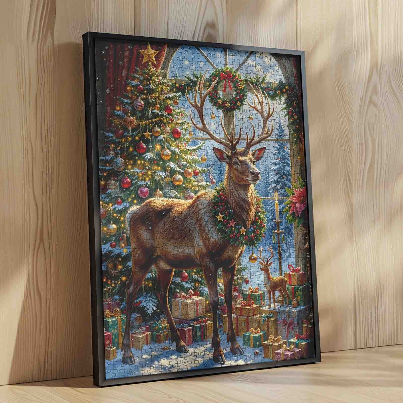 Majestic Reindeer in Festive Hall Jigsaw Puzzle