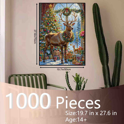 Majestic Reindeer in Festive Hall Jigsaw Puzzle