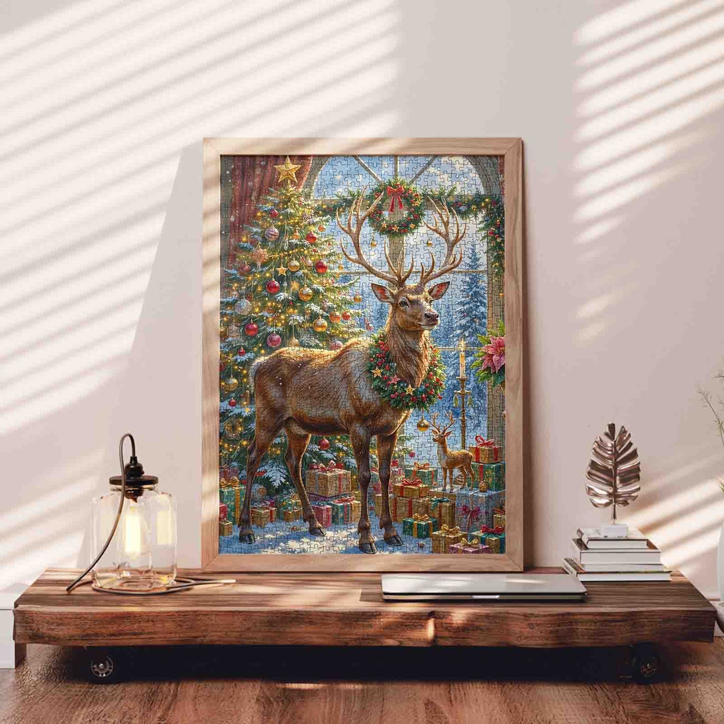 Majestic Reindeer in Festive Hall Jigsaw Puzzle