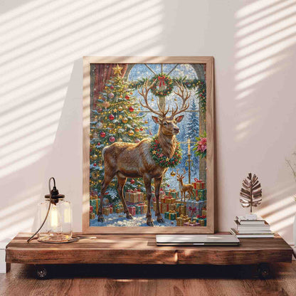 Majestic Reindeer in Festive Hall Jigsaw Puzzle