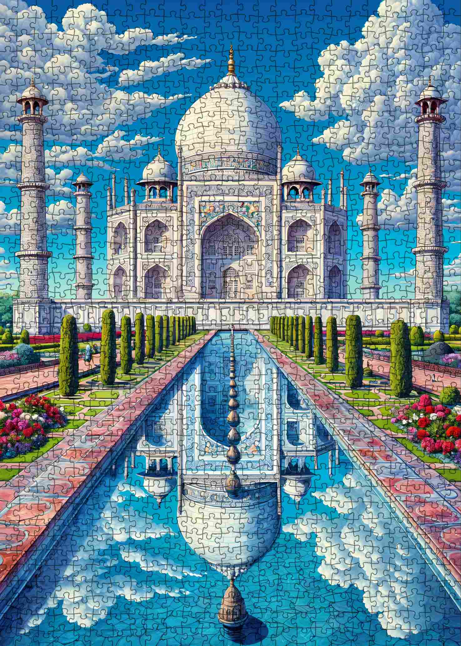 Majestic Taj Mahal Reflection Jigsaw Puzzle