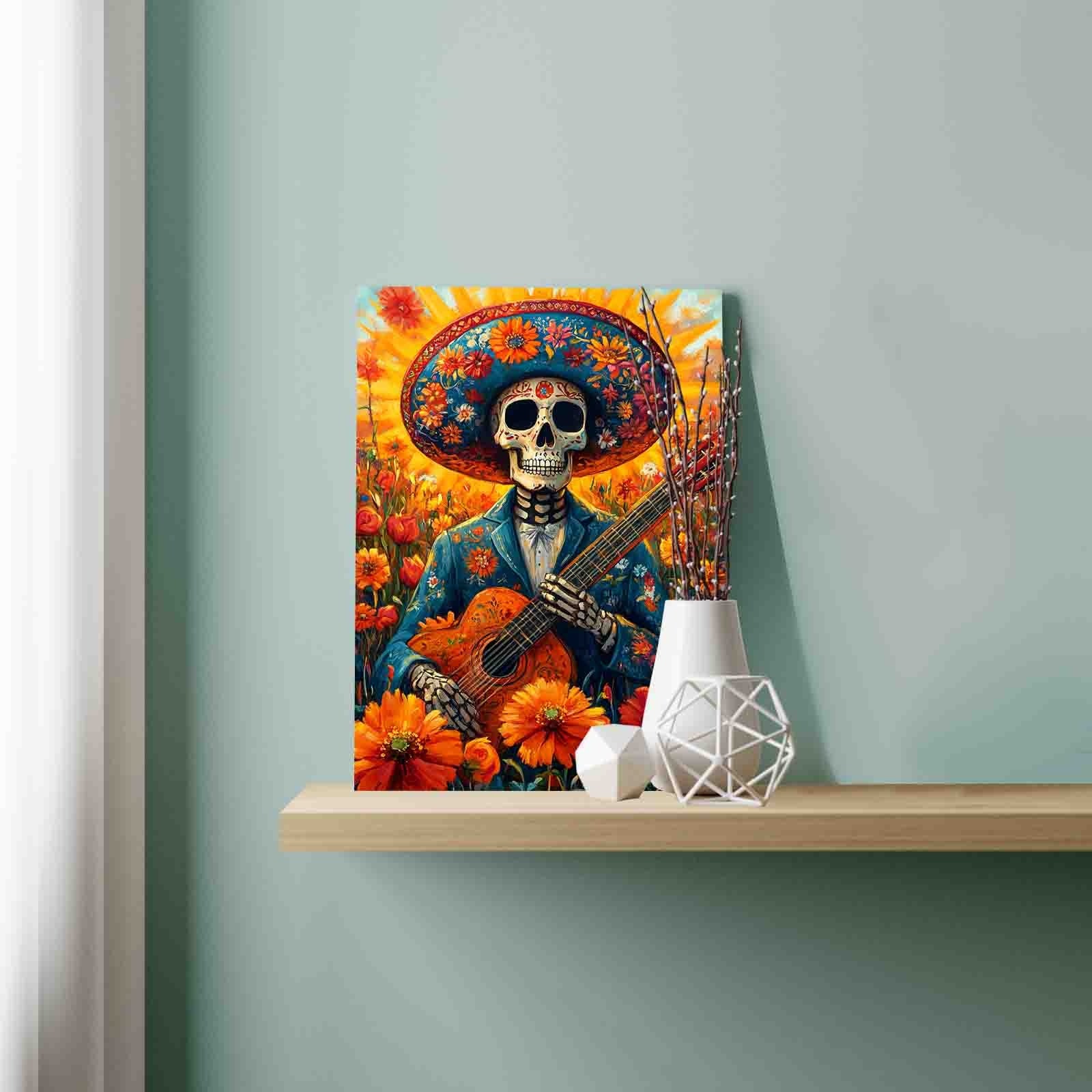 Mariachi Skeleton Serenade Paint by Numbers