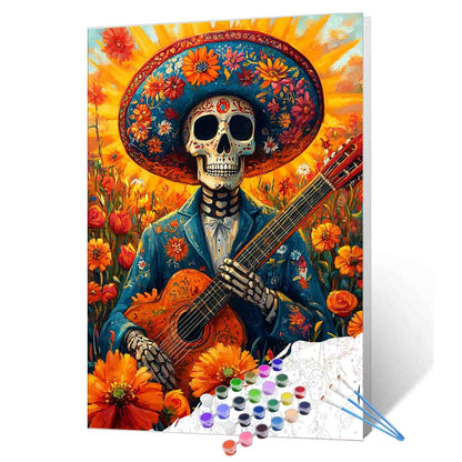 Mariachi Skeleton Serenade Paint by Numbers