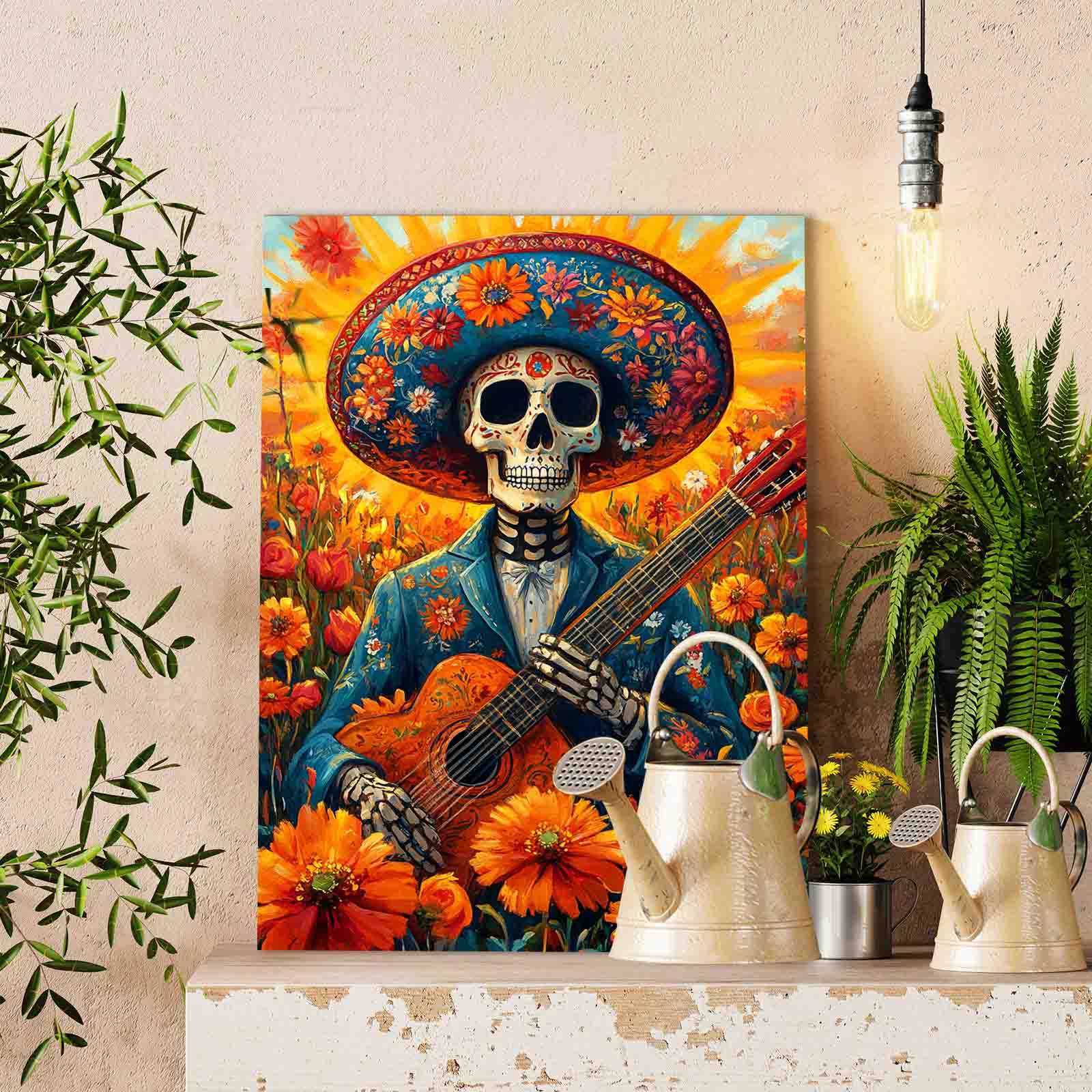 Mariachi Skeleton Serenade Paint by Numbers