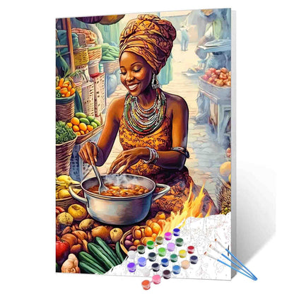 Market Cooking Beauty Paint by Numbers