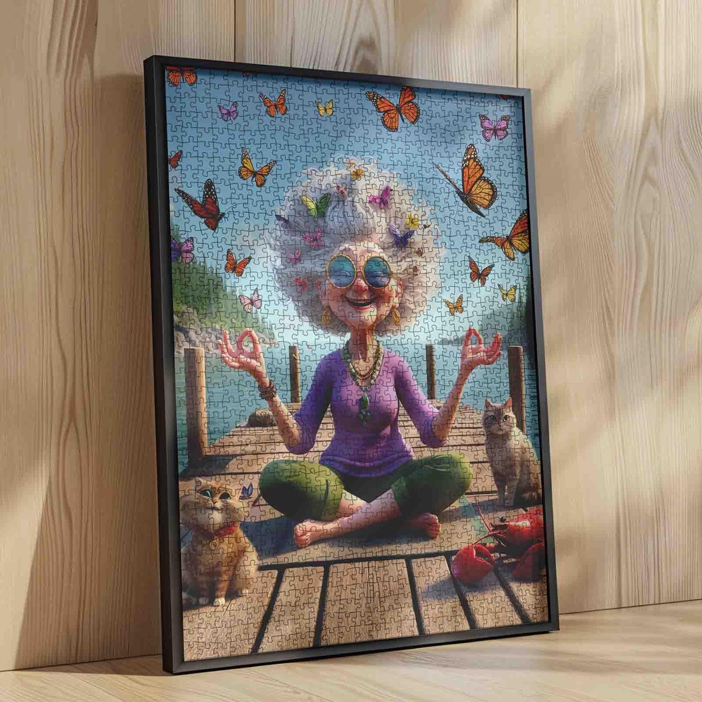 Meditating Grandma on Dock Jigsaw Puzzle