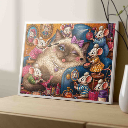 Mice Glam Squad Spoiling Cat Jigsaw Puzzle