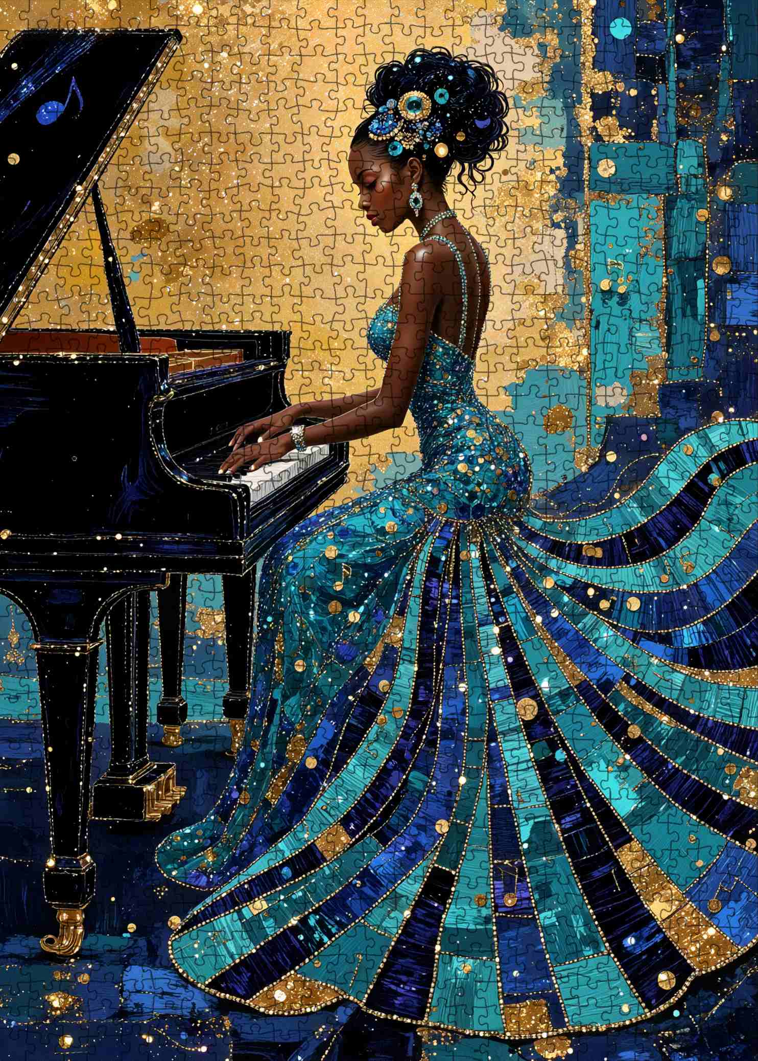 Midnight Elegance Piano Performance Jigsaw Puzzle – Tucocoo