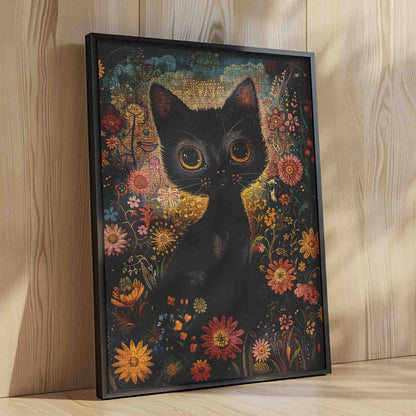Midnight Floral Cat Dream Jigsaw Puzzle