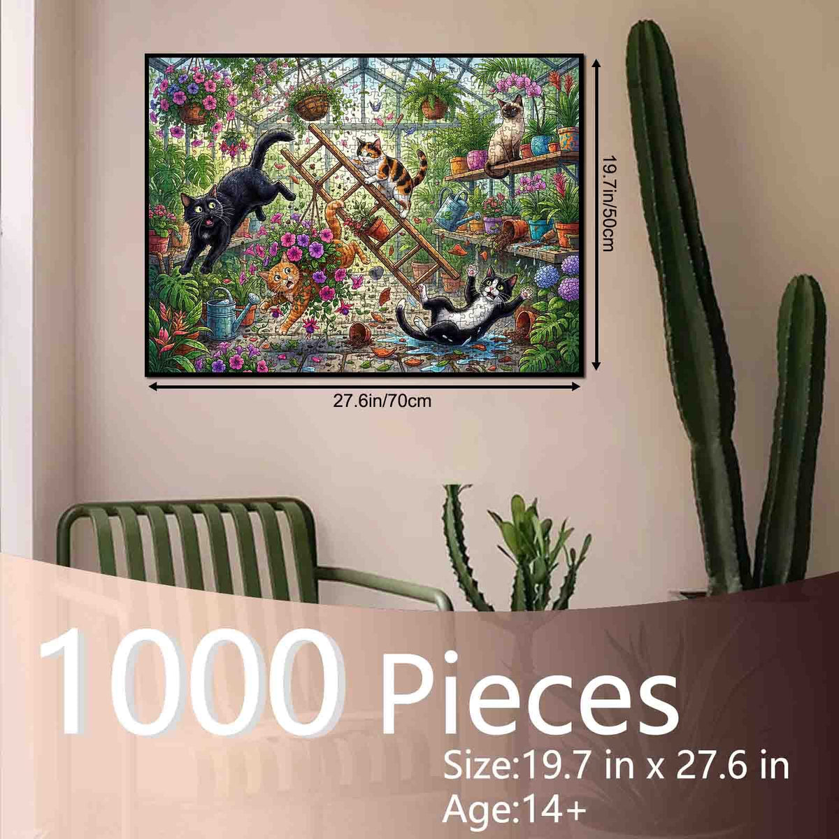 Mischievous Cats Greenhouse Chaos Jigsaw Puzzle