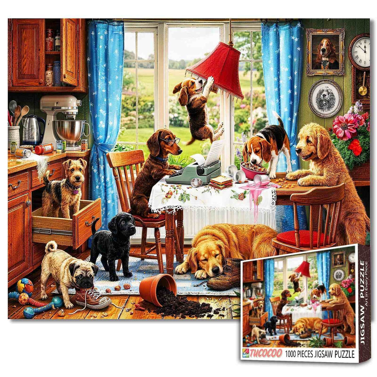 Mischievous Dogs Kitchen Chaos Jigsaw Puzzle