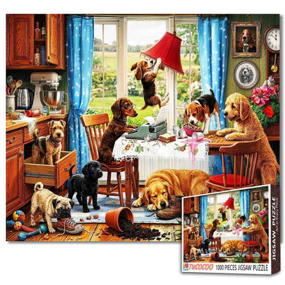 Mischievous Dogs Kitchen Chaos Jigsaw Puzzle