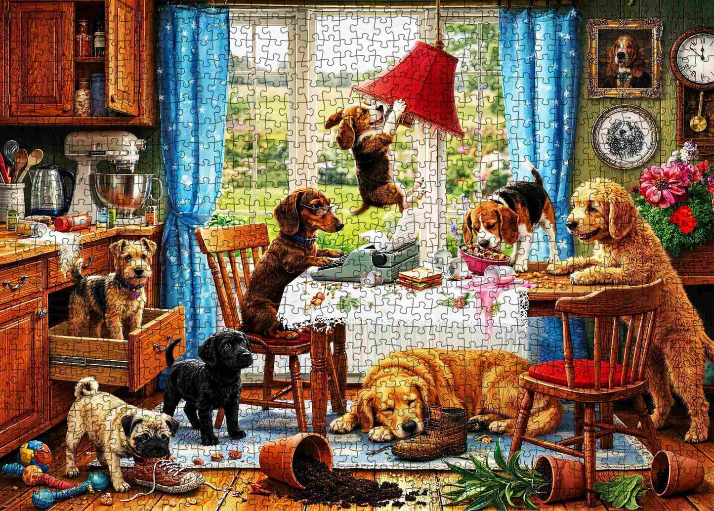 Mischievous Dogs Kitchen Chaos Jigsaw Puzzle