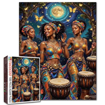 Moonlit African Drum Dance Jigsaw Puzzle
