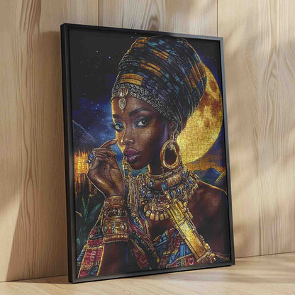 Moonlit African Queen Portrait Jigsaw Puzzle