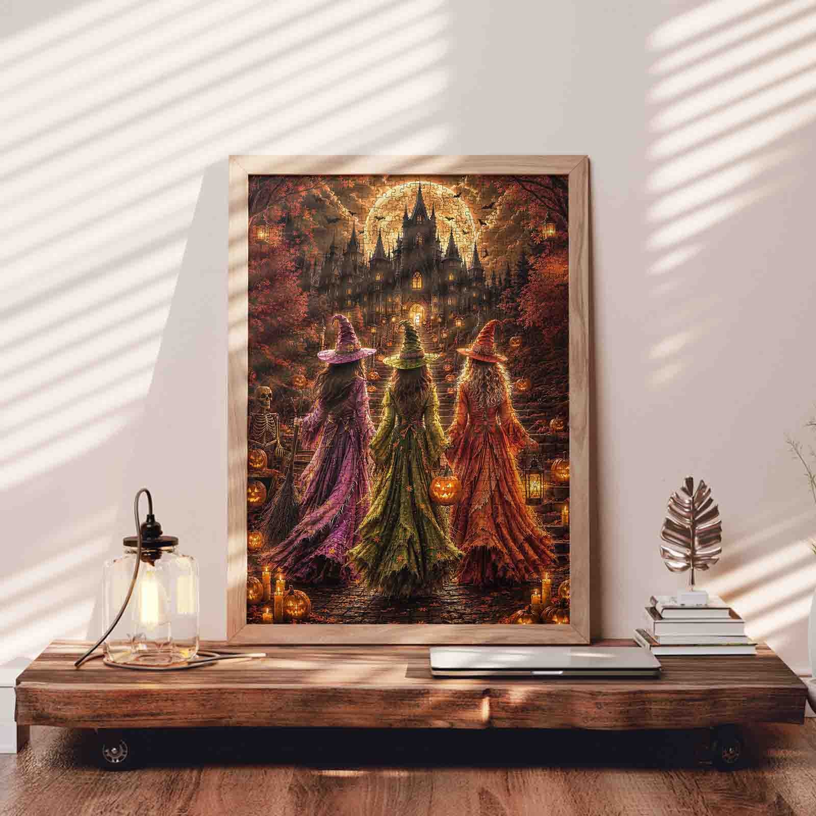 Moonlit Halloween Witch Castle Jigsaw Puzzle – Tucocoo