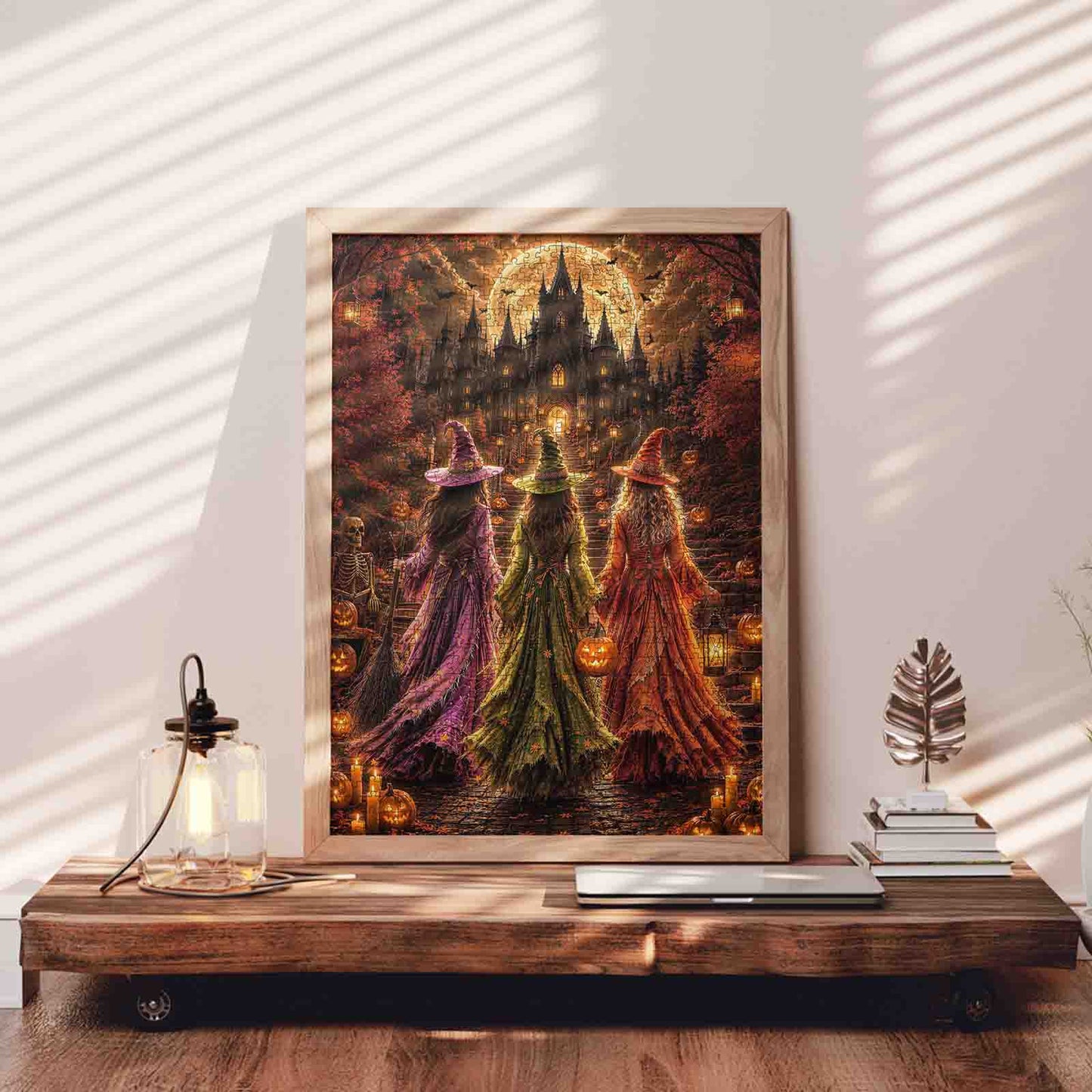 Moonlit Halloween Witch Castle Jigsaw Puzzle