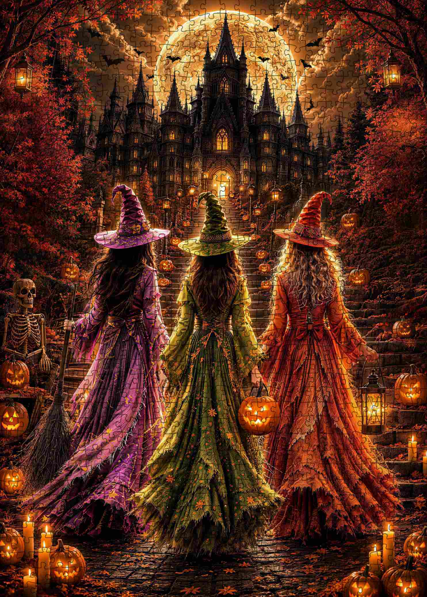 Moonlit Halloween Witch Castle Jigsaw Puzzle – Tucocoo