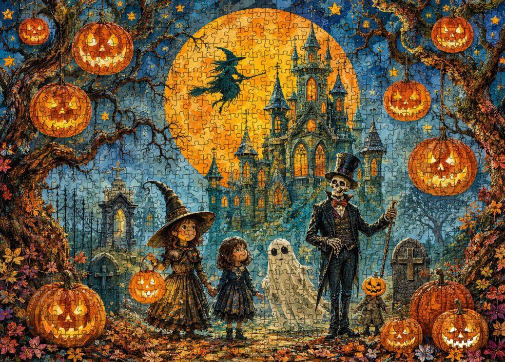 Moonlit Haunted Castle Parade Jigsaw Puzzle