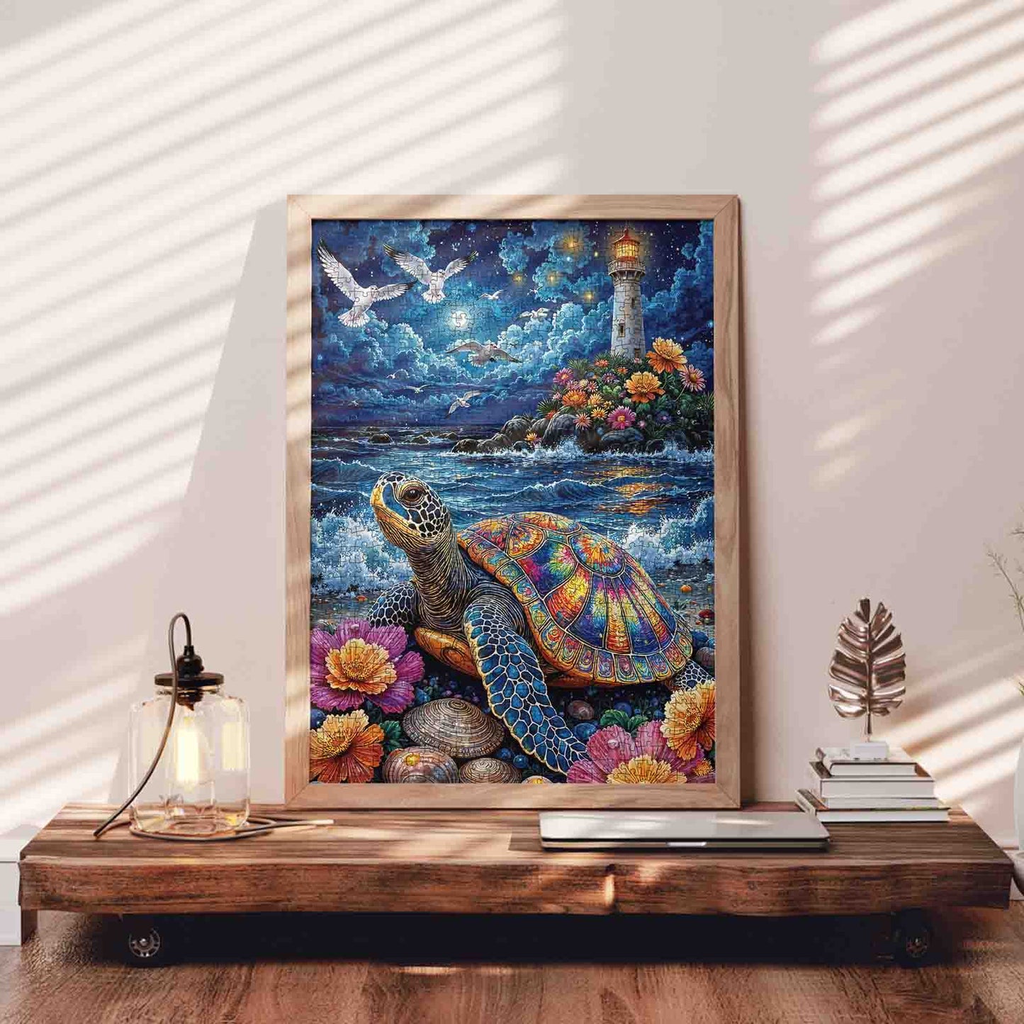 Moonlit Sea Turtle Lighthouse Jigsaw Puzzle