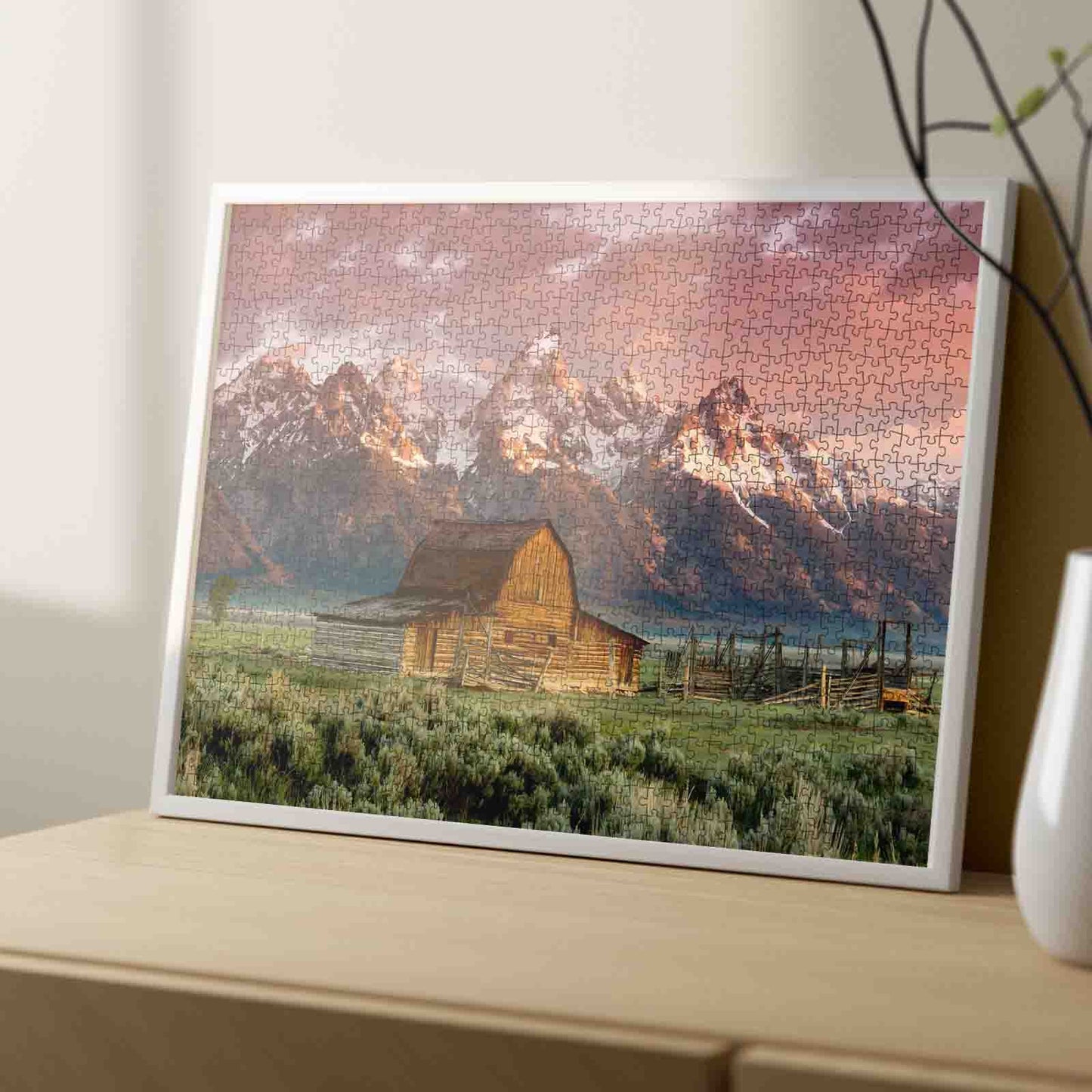 Mountain Sunrise Barn Jigsaw Puzzle
